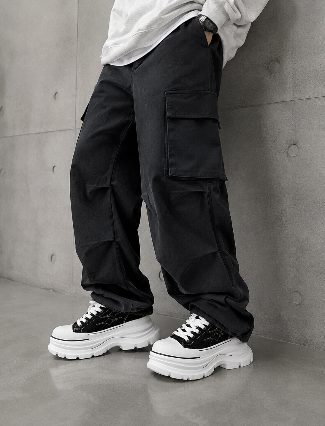 Monochrome Oversized Sole Sneakers