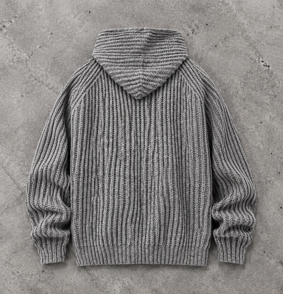 Rib Knit Zip Hoodie