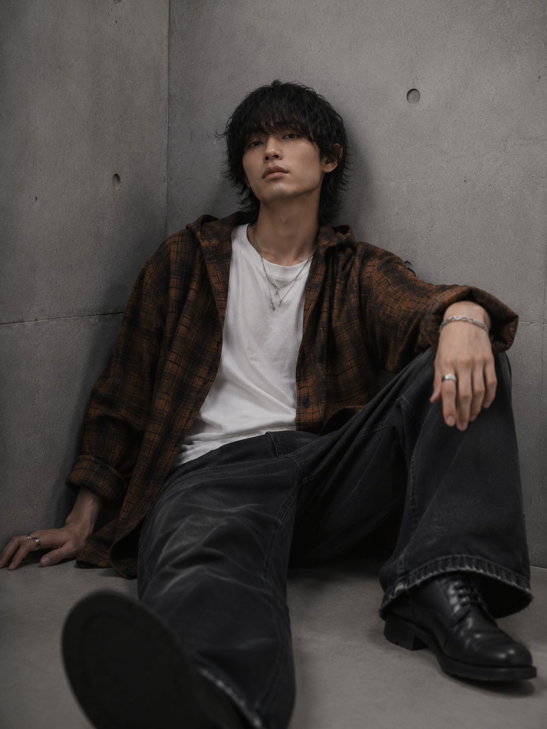 Check Pattern Hoodie Shirt Jacket