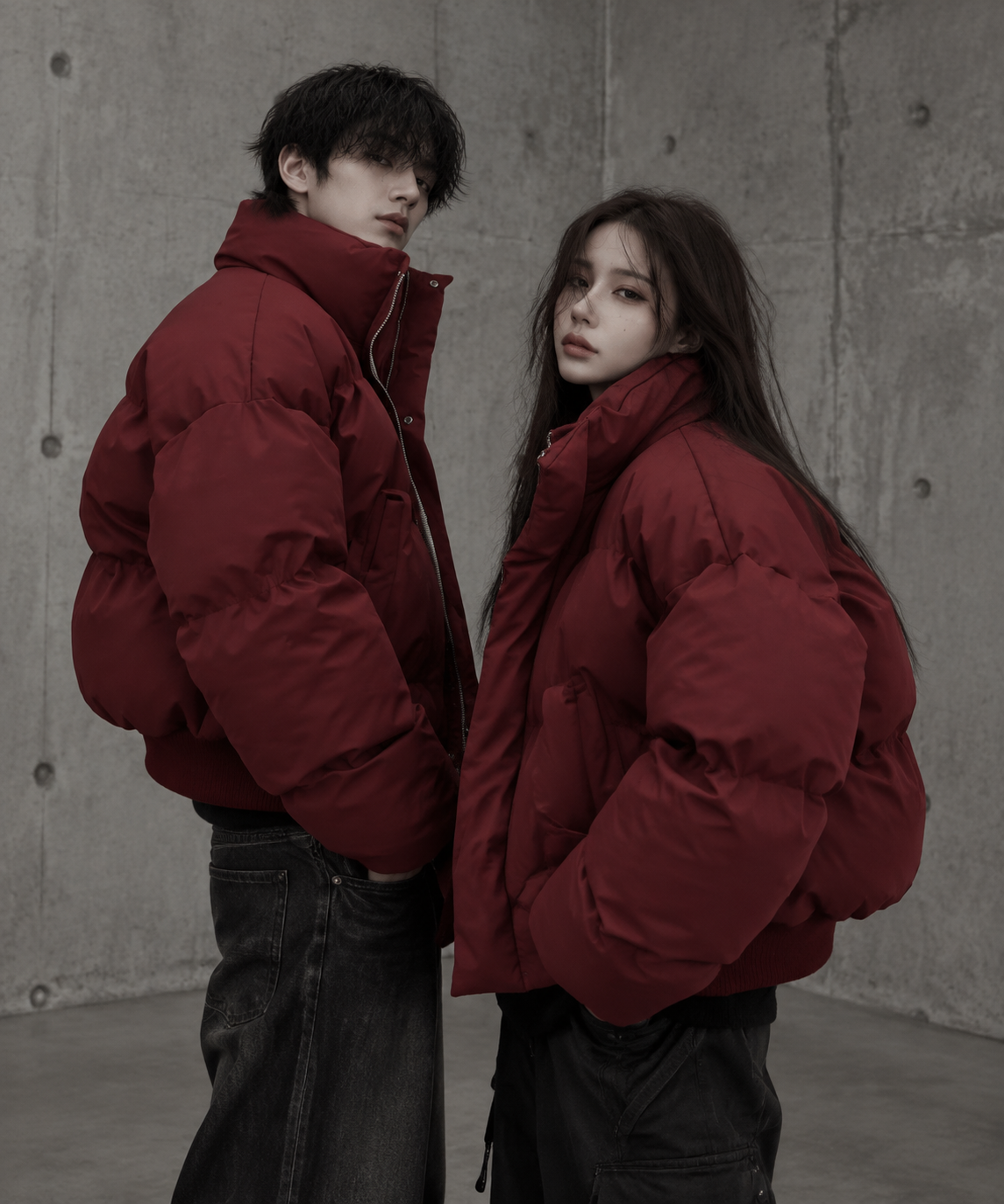 Burgundy Street Down Jacket
