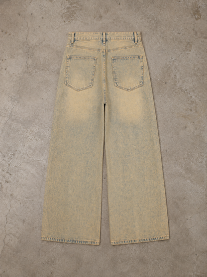 Vintage-Washed Wide-Leg Jeans