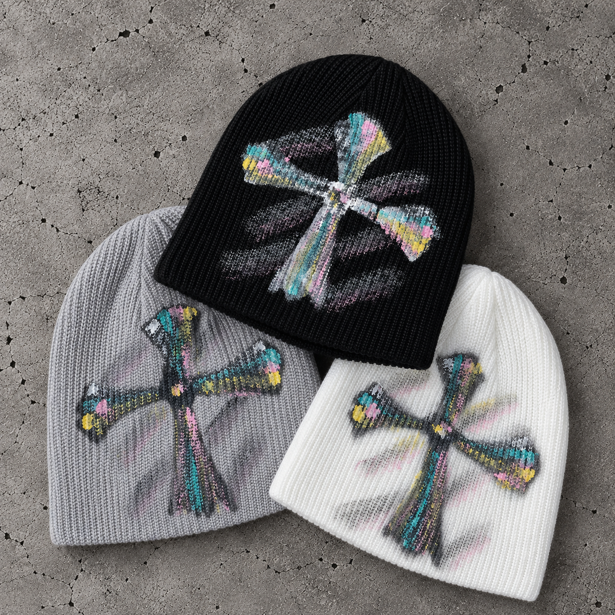 Color Cross Knit Beanie