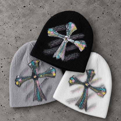 Color Cross Knit Beanie