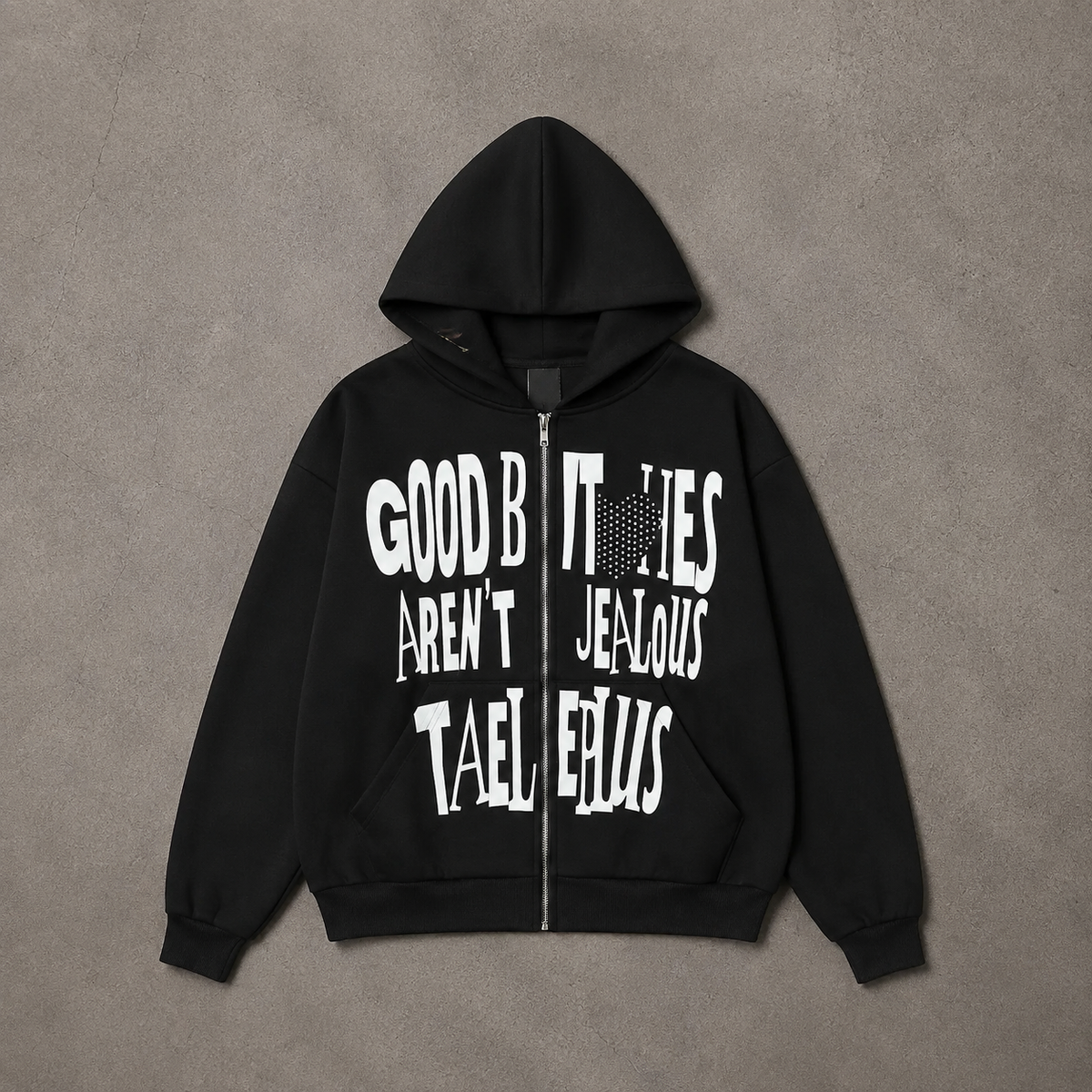 Typography Oversized Zip Hoodie