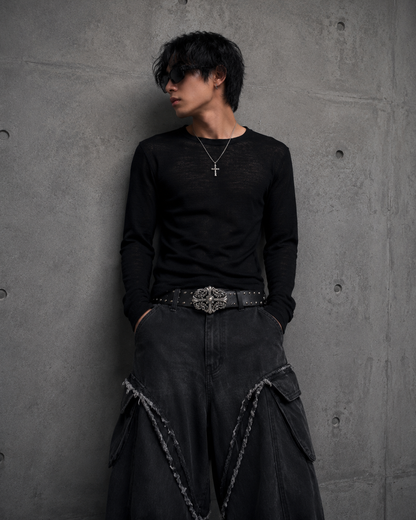 Studded Cross Leather Belt