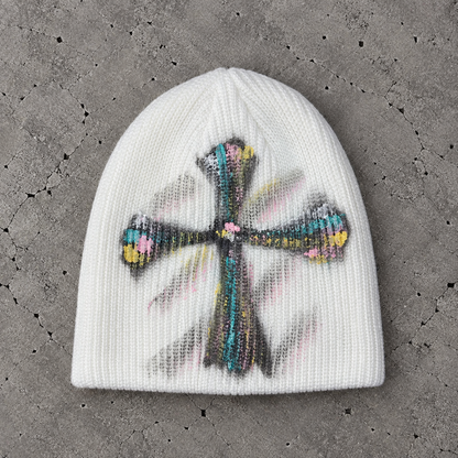 Color Cross Knit Beanie