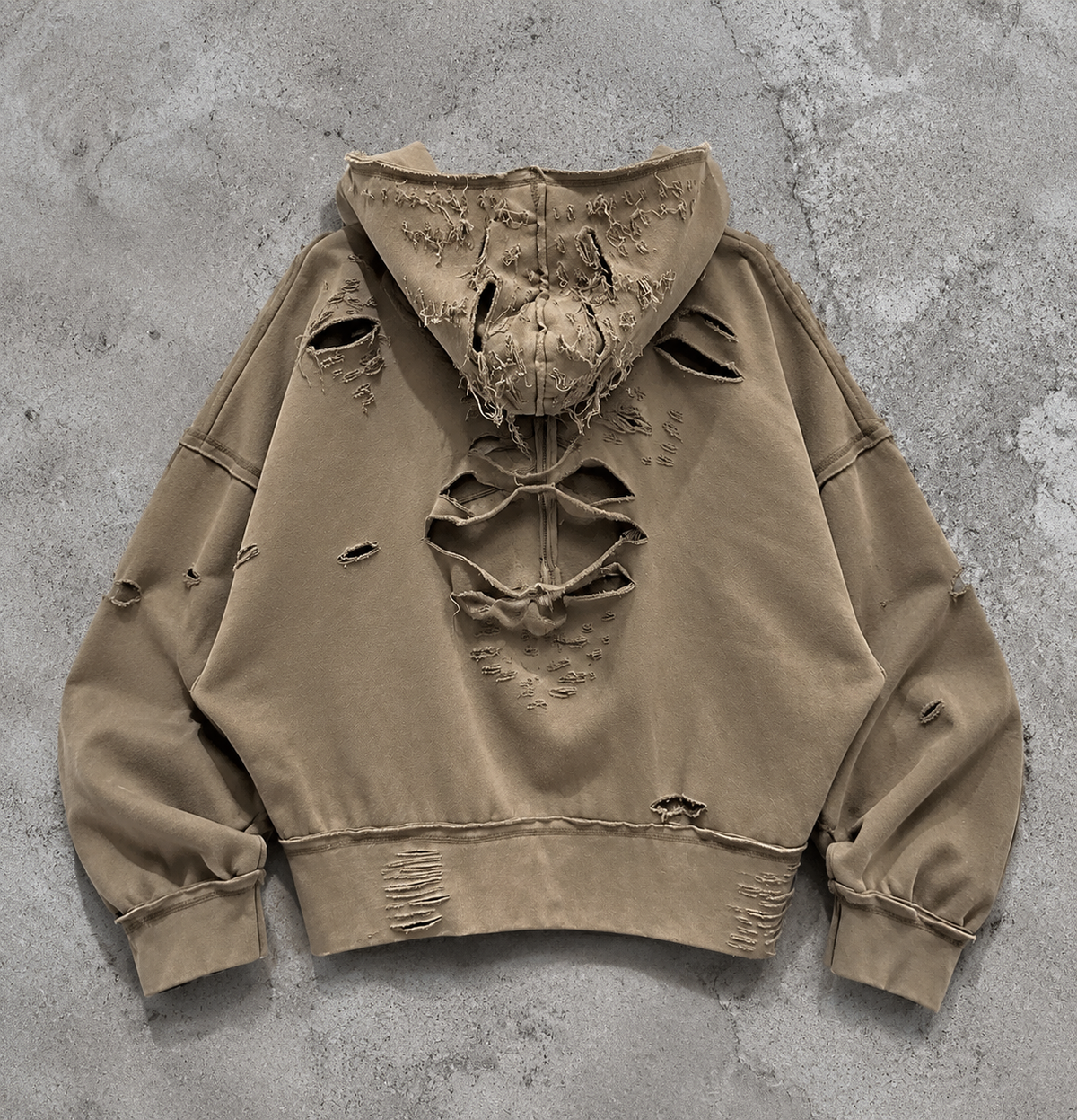 Ripped Edge Zip Hoodie