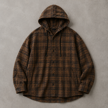 Check Pattern Hoodie Shirt Jacket