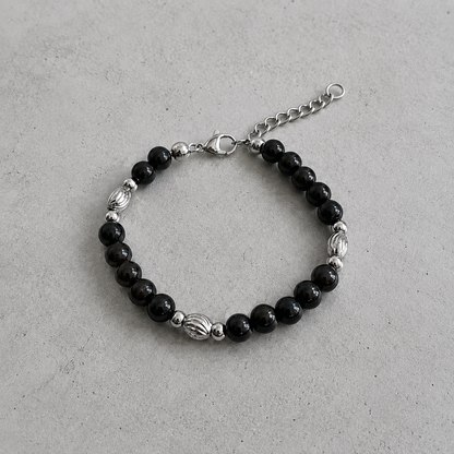 Noir Bead Silver Bracelet
