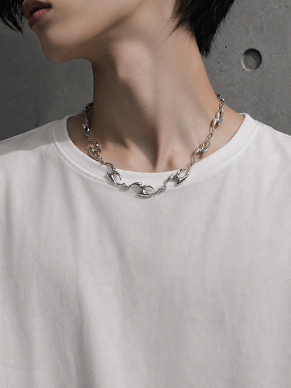 Sculpted Silver Statement Necklace