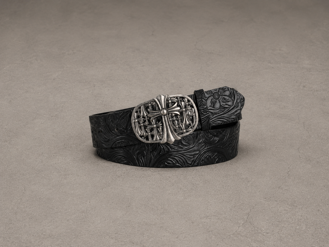 Intricate Cross Leather Belt