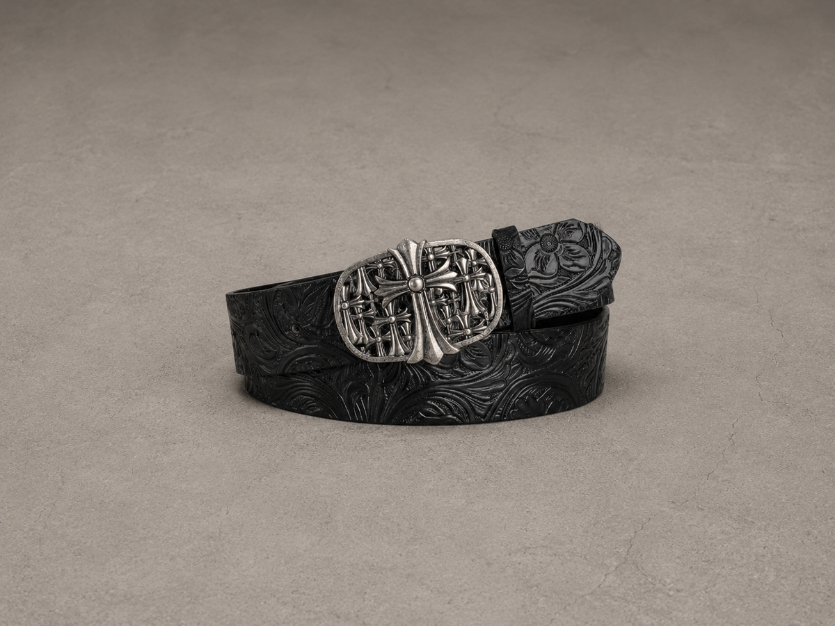 Intricate Cross Leather Belt