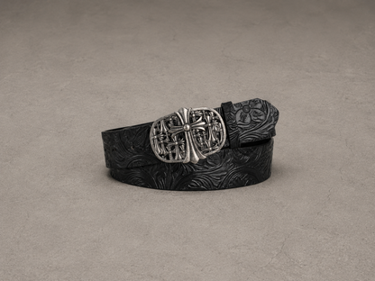 Intricate Cross Leather Belt