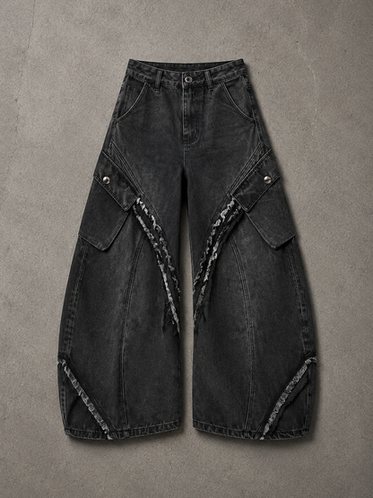 Distressed Wide Cargo Pants