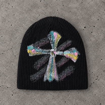Color Cross Knit Beanie
