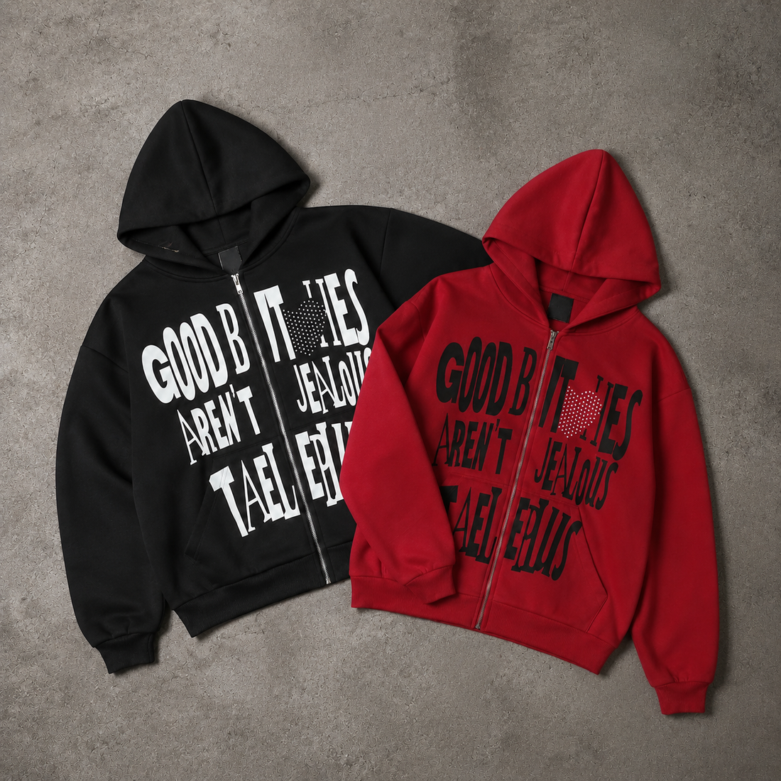 Typography Oversized Zip Hoodie