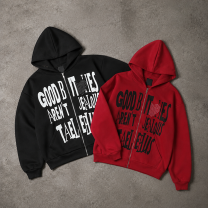 Typography Oversized Zip Hoodie