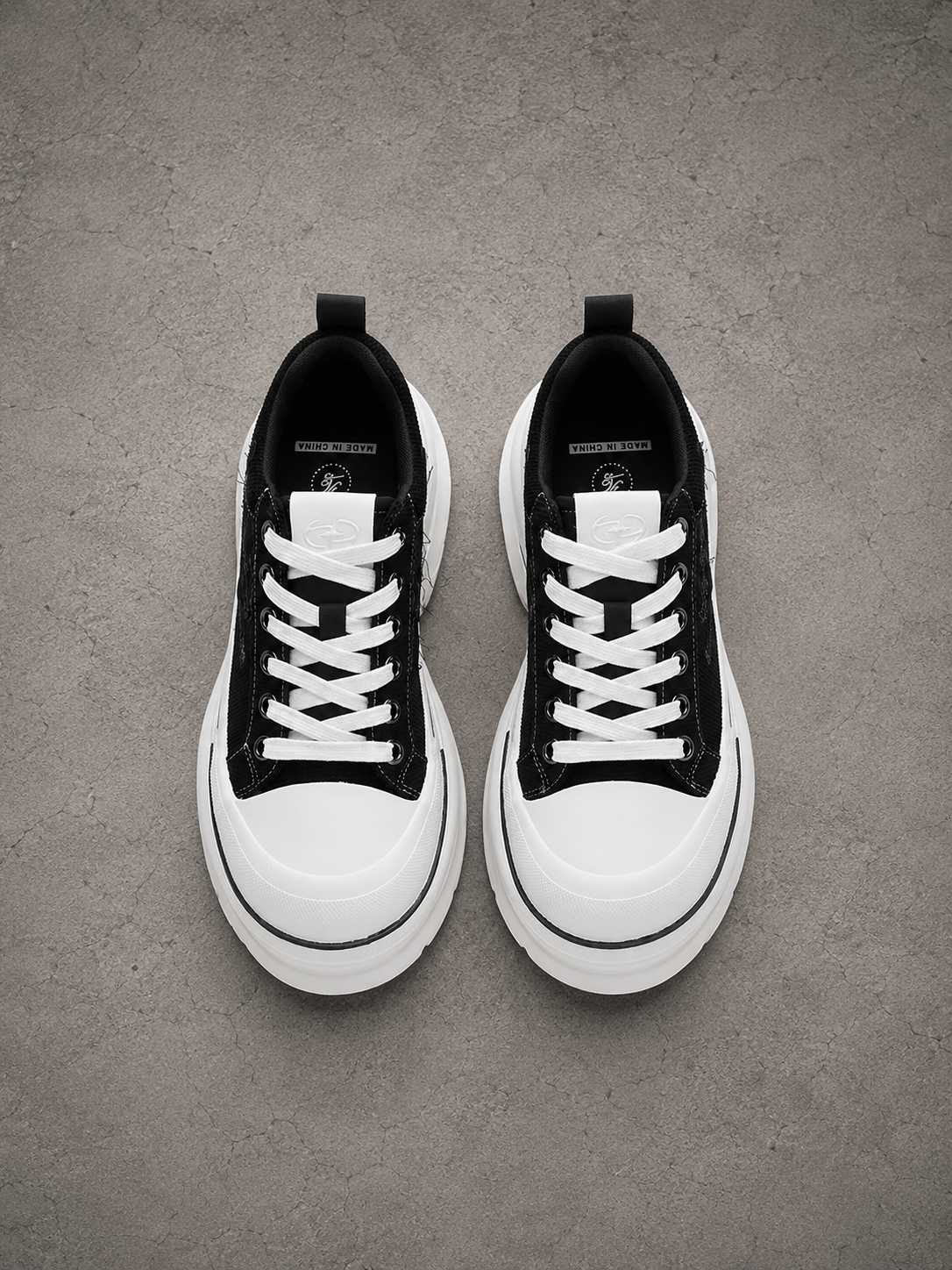 Monochrome Oversized Sole Sneakers