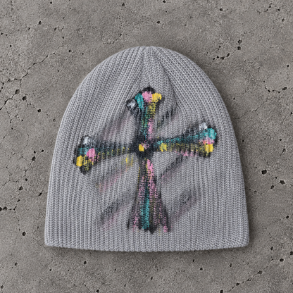 Color Cross Knit Beanie