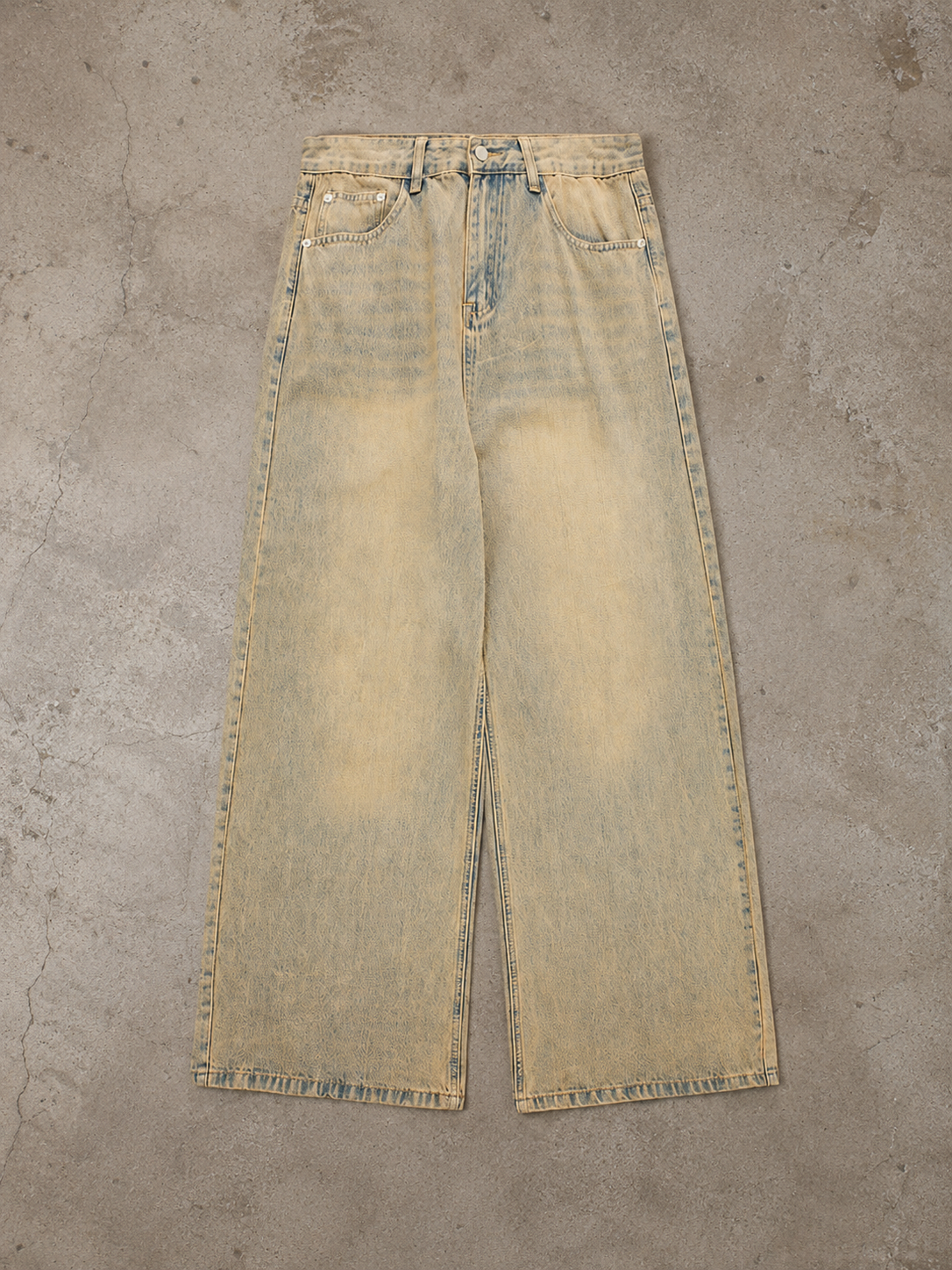 Vintage-Washed Wide-Leg Jeans