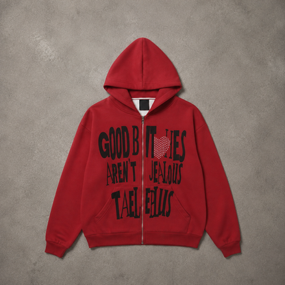 Typography Oversized Zip Hoodie