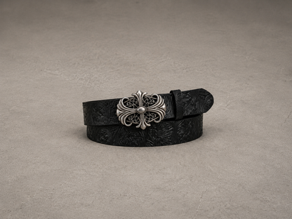 Ornate Cross Leather Belt